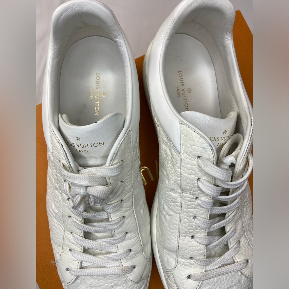 Louis Vuitton Men’s Luxembourg Embossed Leather White Sneakers Size 8.5* - Picture 7 of 14